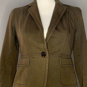 TALBOTS | Olive Green Cotton Blazer | Size 2P